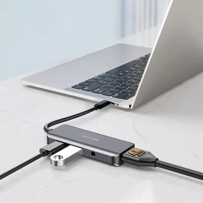 Porodo 4in1 HDMI 4K USB-C Hub - Grey